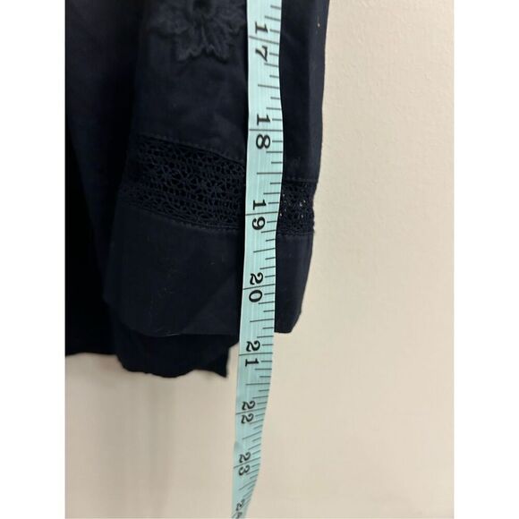 NWT J. Crew Embroidered Blouse Cotton S Navy Peasant Boho Minimalist - Picture 7 of 11